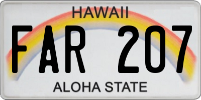 HI license plate FAR207