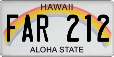 HI license plate FAR212