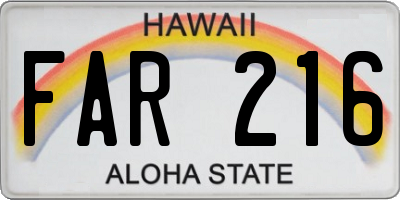 HI license plate FAR216