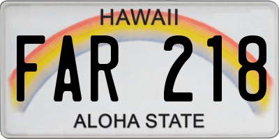 HI license plate FAR218