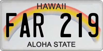 HI license plate FAR219