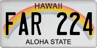 HI license plate FAR224