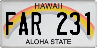 HI license plate FAR231