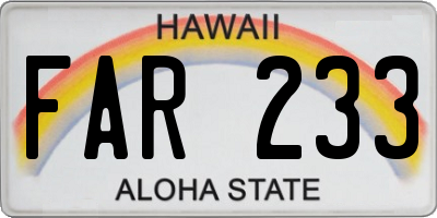 HI license plate FAR233