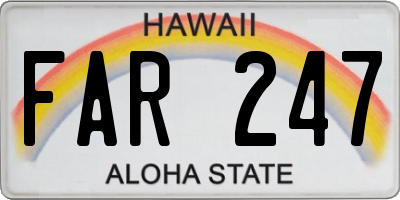HI license plate FAR247
