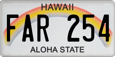 HI license plate FAR254