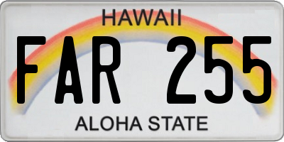 HI license plate FAR255