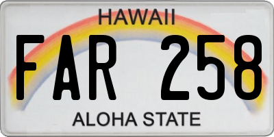 HI license plate FAR258