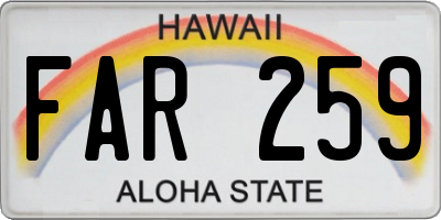 HI license plate FAR259