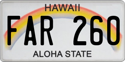 HI license plate FAR260