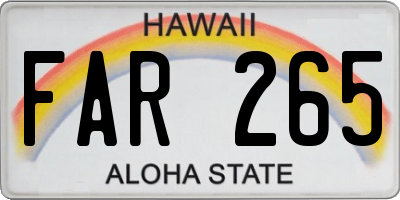 HI license plate FAR265
