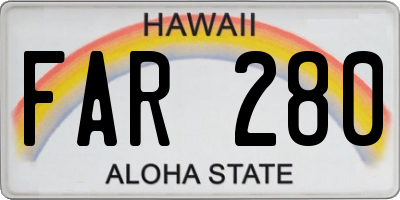 HI license plate FAR280