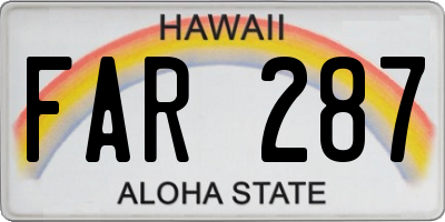 HI license plate FAR287