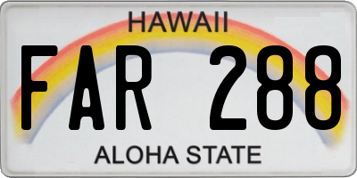HI license plate FAR288