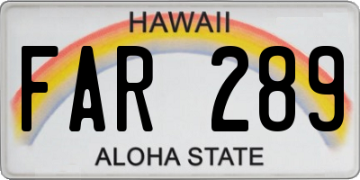 HI license plate FAR289