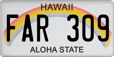 HI license plate FAR309