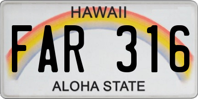 HI license plate FAR316