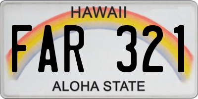 HI license plate FAR321
