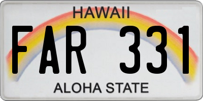 HI license plate FAR331