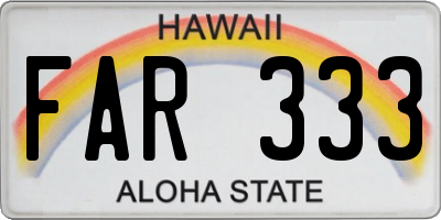 HI license plate FAR333