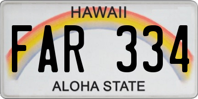HI license plate FAR334