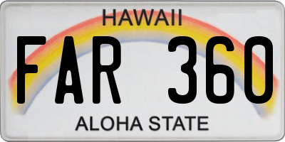 HI license plate FAR360