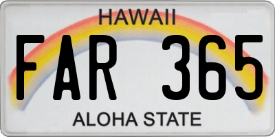 HI license plate FAR365