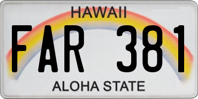 HI license plate FAR381