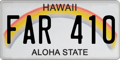 HI license plate FAR410