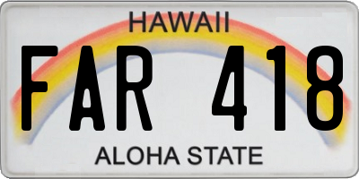 HI license plate FAR418