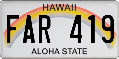 HI license plate FAR419