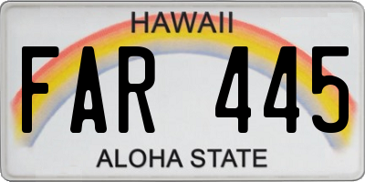HI license plate FAR445