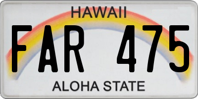HI license plate FAR475