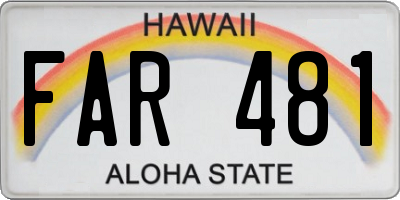 HI license plate FAR481
