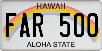 HI license plate FAR500