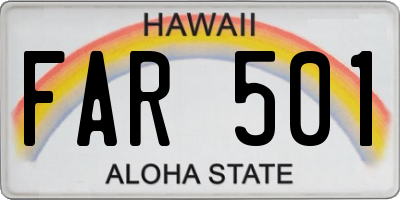 HI license plate FAR501