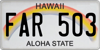 HI license plate FAR503