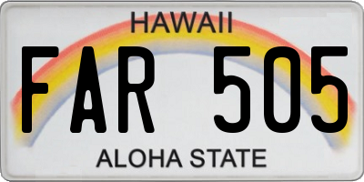 HI license plate FAR505