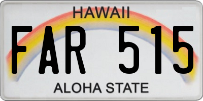 HI license plate FAR515