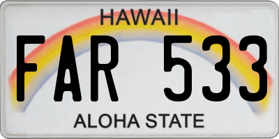 HI license plate FAR533