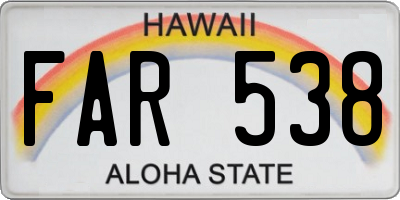 HI license plate FAR538