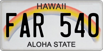 HI license plate FAR540