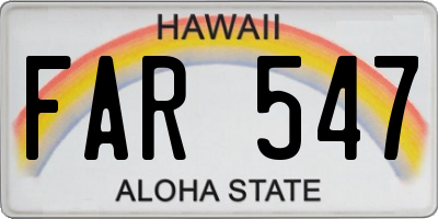 HI license plate FAR547