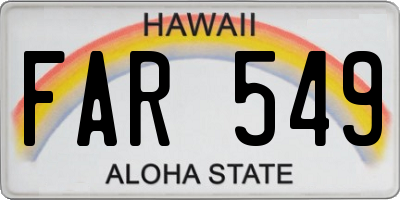 HI license plate FAR549