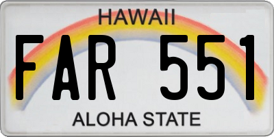 HI license plate FAR551