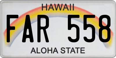 HI license plate FAR558