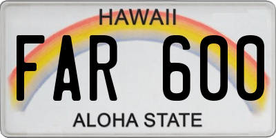 HI license plate FAR600