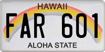 HI license plate FAR601
