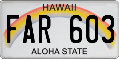 HI license plate FAR603
