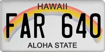 HI license plate FAR640